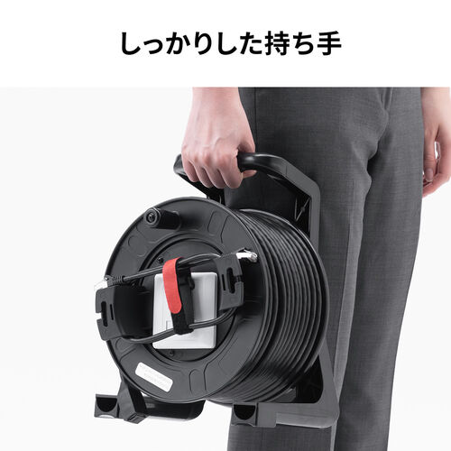 延長用 CAT6A LANケーブル 40m ケーブルリール一体型 屋外対応/500