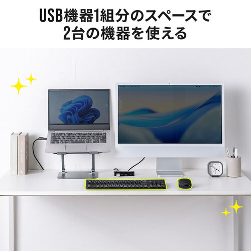 USB切替器 パソコン2台用 4ポート USB A×2 USB Type-C×2 5Gbps