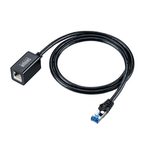 延長用 CAT6A LANケーブル 1m STP 固定用マグネット付き/500-LAN6AEX
