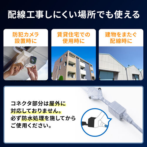 すきま用LANケーブル カテゴリ6A 44cm 両面テープ 木ネジ 取付 窓 ドア フラットケーブル