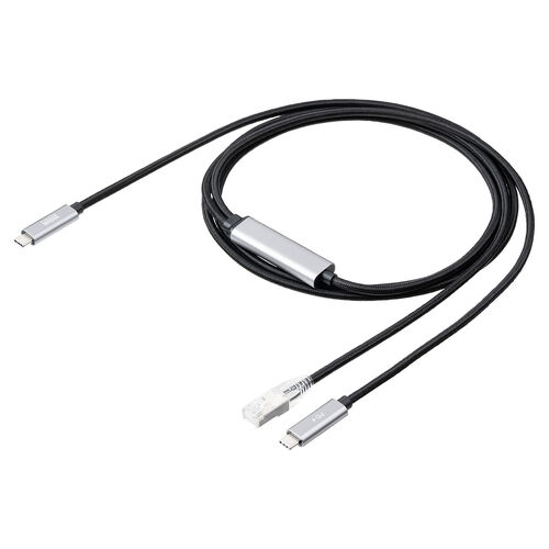 USB Type-C LAN変換ケーブル 2m カテゴリ6 USB PD 100W対応 メッシュケーブル
