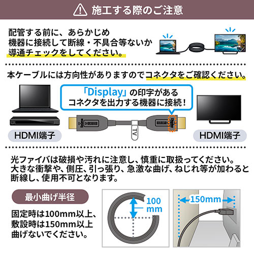 HDMIケーブル 光ファイバー AOC 8K/60Hz 4K/120Hz バージョン2.1