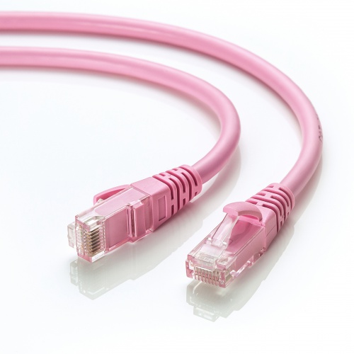 カテゴリ6A LANケーブル 1m ツメ折れ防止カバー より線 UTP ピンク