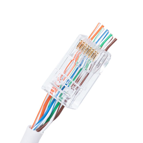 ケーブル市場 Lanケーブル自作キット Cat6 ケーブル透過式コネクタ かしめ工具付き コネクタ50個セット ストレート結線 100m ブルー
