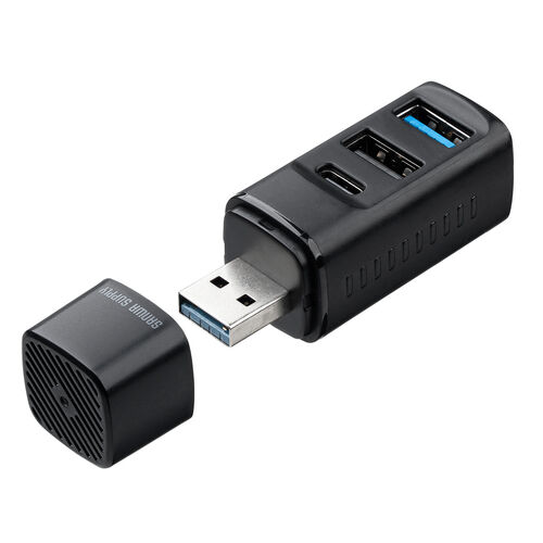 小型USBハブ USB A接続 USB-C×1 USB A×2 バスパワー ブラック