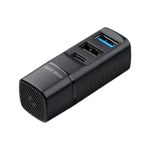 小型USBハブ USB A接続 USB-C×1 USB A×2 バスパワー ブラック