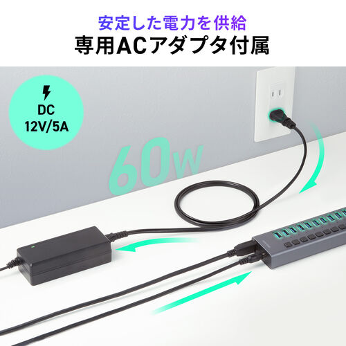 USBハブ 13ポート USB A×13 USB 5Gbps 個別スイッチ付き セルフパワー