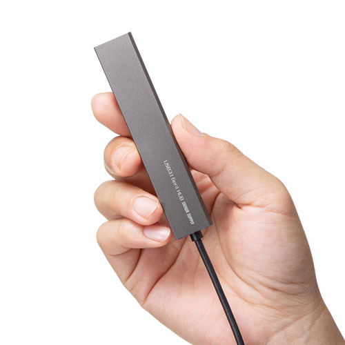 スリムUSBハブ USB A×4 USB3.2 Gen1 バスパワー ケーブル6cm アルミ製