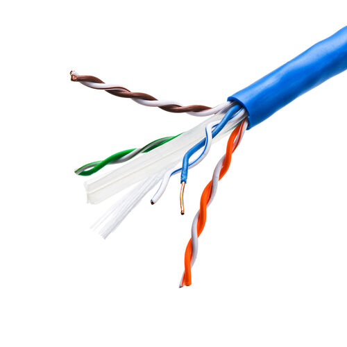 CAT6A 自作用LANケーブル 300m ケーブルのみ 単線 UTP ブルー