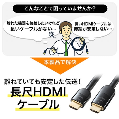 HDMIケーブル 10m(イコライザ内蔵・4K/60Hz・18Gbps伝送対応・HDMI2.0