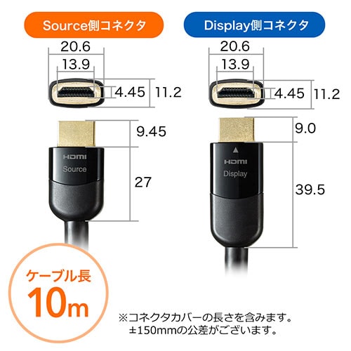 HDMIケーブル 10m(イコライザ内蔵・4K/60Hz・18Gbps伝送対応・HDMI2.0