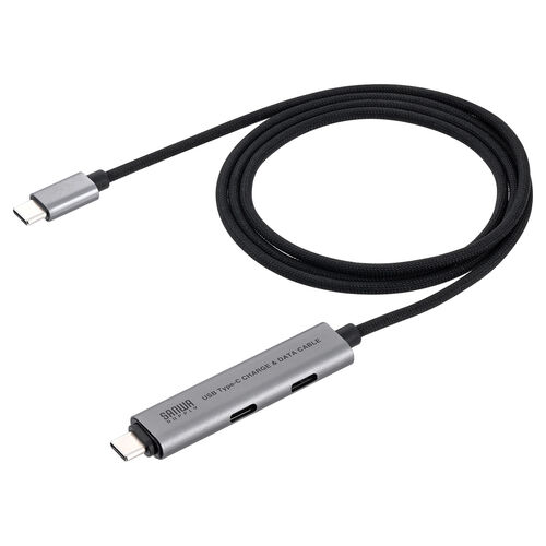 【アウトレット】USBハブ付き USB Type-Cケーブル 1m USB-C×2 USB 5Gbps USB PD 100W対応 ブラック
