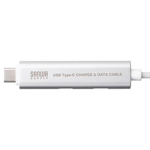 【アウトレット】USBハブ付き USB Type-Cケーブル 1m USB-C×2 USB 5Gbps USB PD 100W対応 シルバー