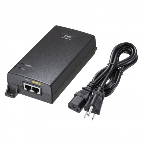 PoEインジェクター IEEE802.3bt 75W対応 電源内蔵 ギガ転送 入力ポート×1 出力ポート×1 壁掛け対応 IPカメラ