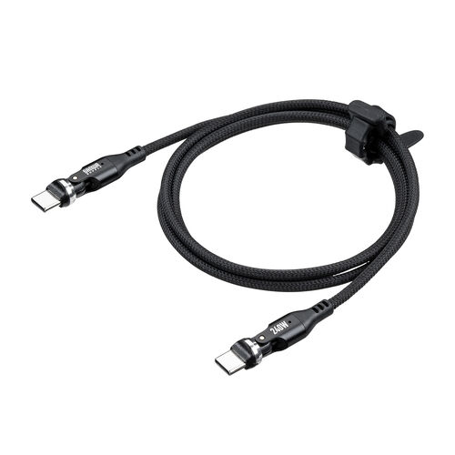 回転コネクタ USB Type-Cケーブル 1m USB PD 240W対応 540°回転 USB2.0 ブラック