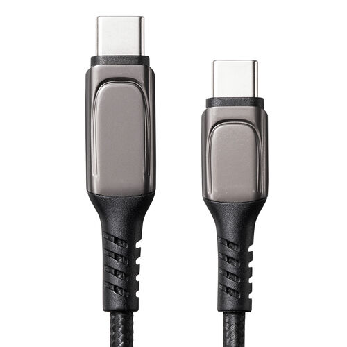 USB PD電力表示モニター付き USB Type-Cケーブル 1m USB2.0 USB PD 100W 高耐久メッシュ ブラック