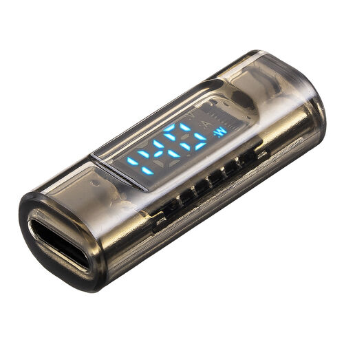 電力モニター付き USB-C中継アダプタ  メス-メス 延長 USB 40Gbps USB PD 140W クリアカラー