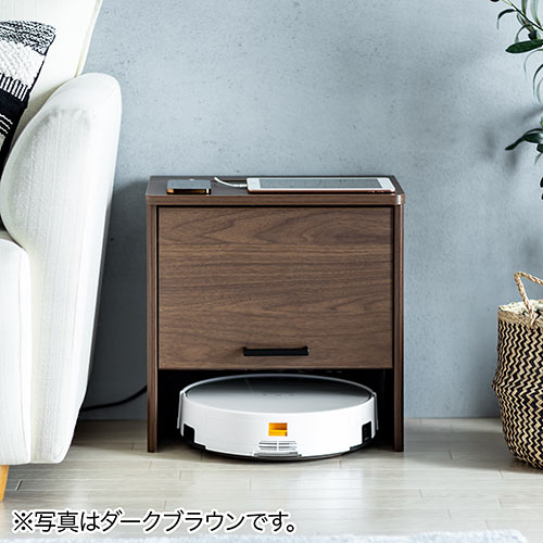 ケーブルボックス ルーター収納 タップボックス ロボット掃除機設置 木製 1段 高さ42cm ライトブラウン